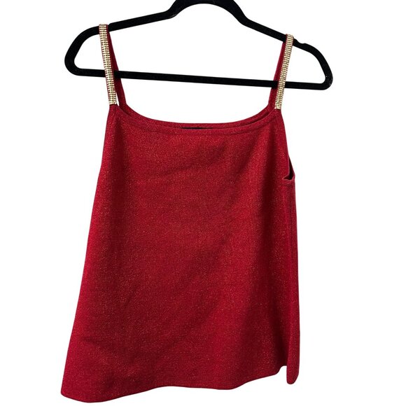Y2k Michelle Antonelli Metallic Camisole Gold Metal Straps Silk Blend Tank Top - Picture 1 of 10